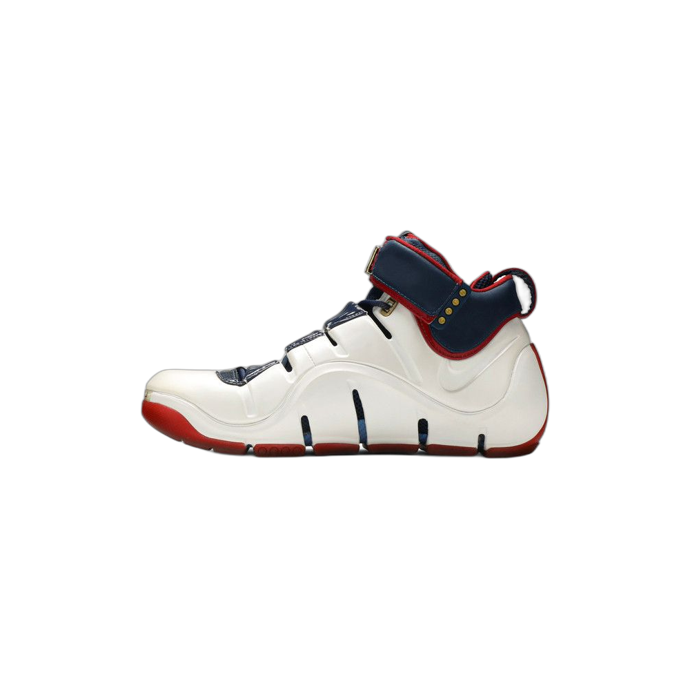 Lebron 4 “Playoffs” — WHITE/VARSITY CRIMSON-MIDNIGHT NAVY-METALLIC GOLD (314647-161)