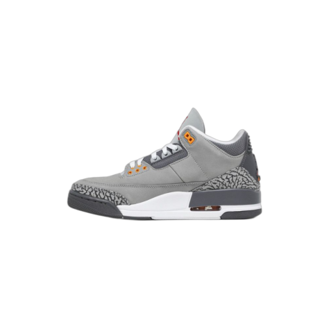 Air Jordan 3 “Cool Grey” — Silver/Light Graphite-Orange Peel-Sport Red (CT8532-012)