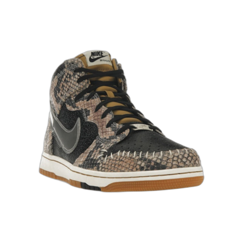Nike Dunk High "CMFT Snakeskin" — Black/Metallic Silver-Sail (716714-001)