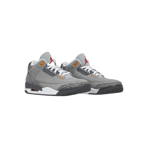 Air Jordan 3 “Cool Grey” — Silver/Light Graphite-Orange Peel-Sport Red (CT8532-012)