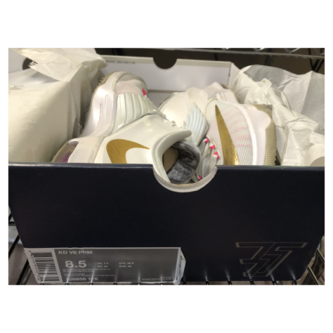 Nike KD 7 PRM “Aunt Pearl” — White/Metallic Gold-Pink Pow-Pure Platinum (706858-176)