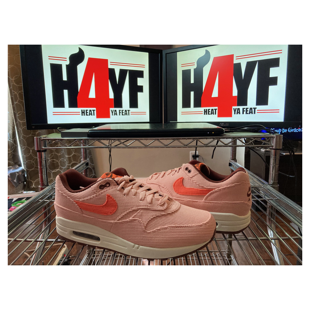 Nike Air Max 1 “Coral Stardust Corduroy” — Coral Stardust/Bright Coral-Oxen Brown (FB8915-600)