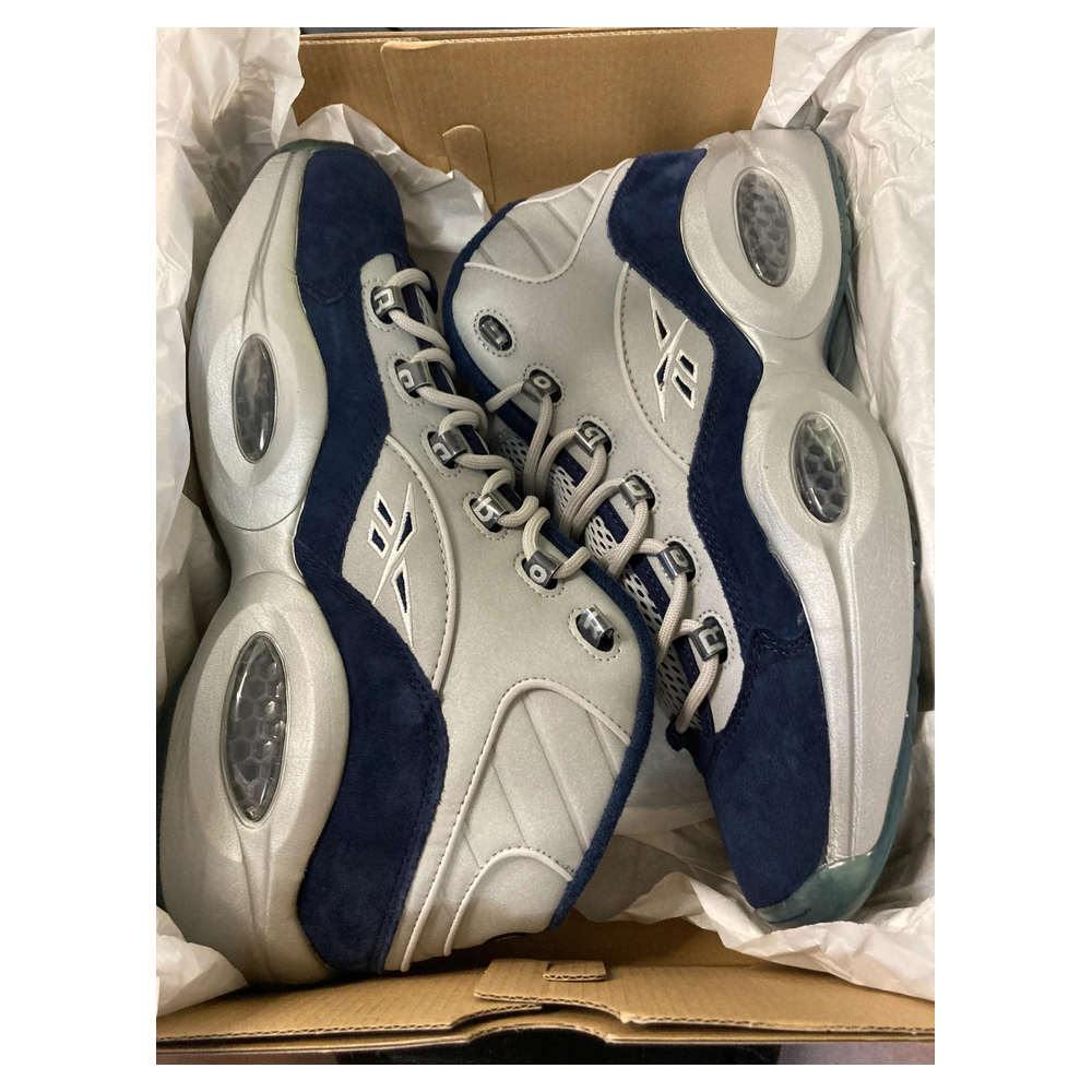 Reebok Question Mid “Gridiron” — Vector Navy/Silver Metallic-White (FZ3945)