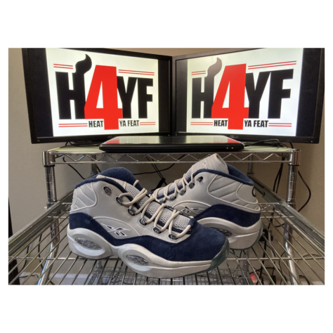 Reebok Question Mid “Gridiron” — Vector Navy/Silver Metallic-White (FZ3945)