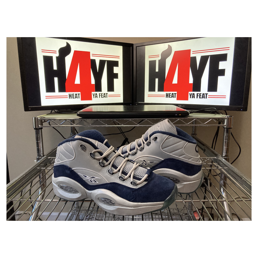 Reebok Question Mid “Gridiron” — Vector Navy/Silver Metallic-White (FZ3945)