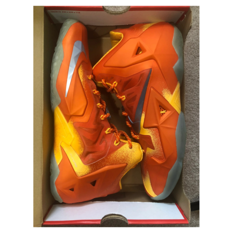 Nike LeBron 11 "Forging Iron" — Urban Orange/Light Armory Blue-Laser Orange (626376-800)
